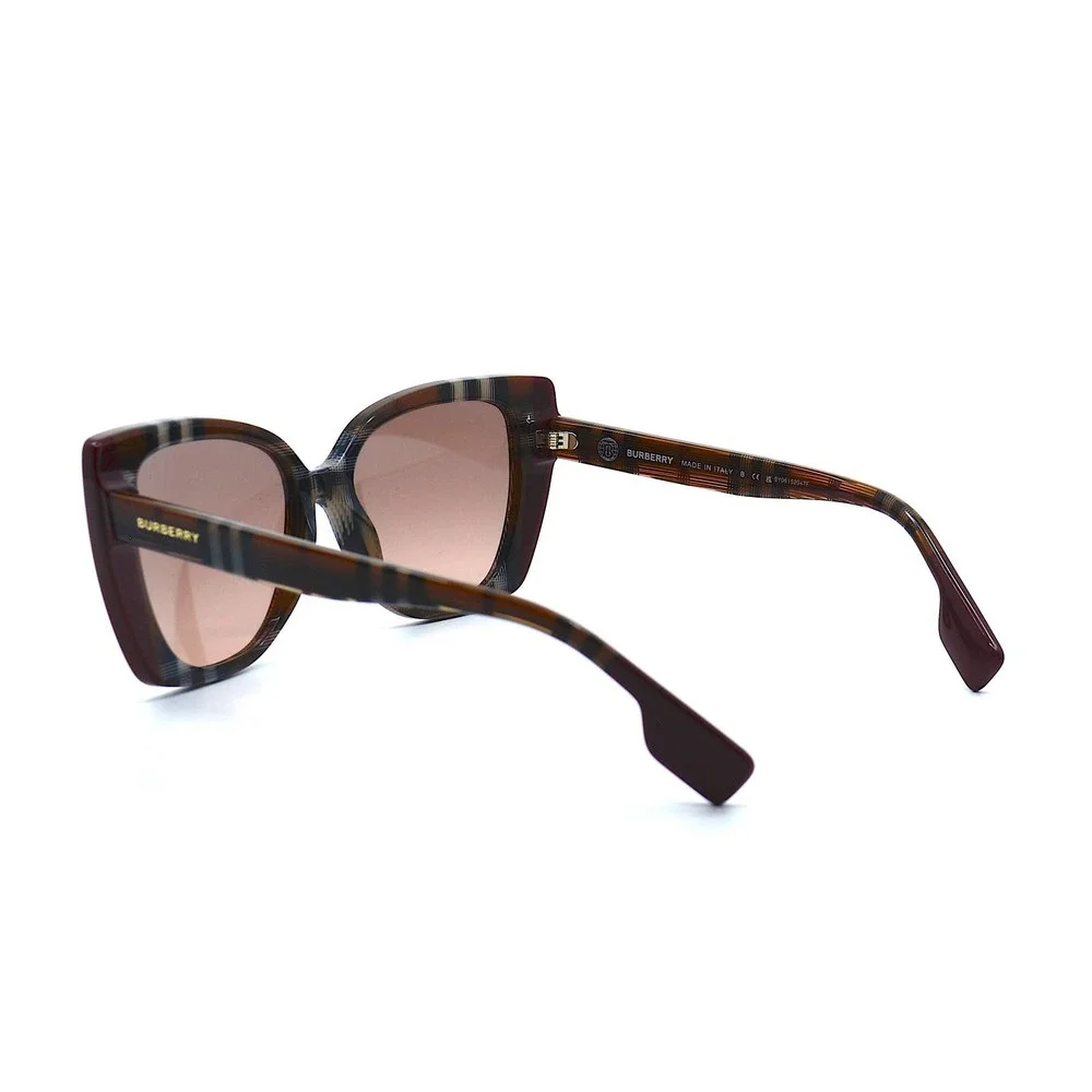 BURBERRY MERYL BE4393 CHECK BROWN BORDEAUX PINK GRADIENT SUNGLASSES - Picture 4 of 10